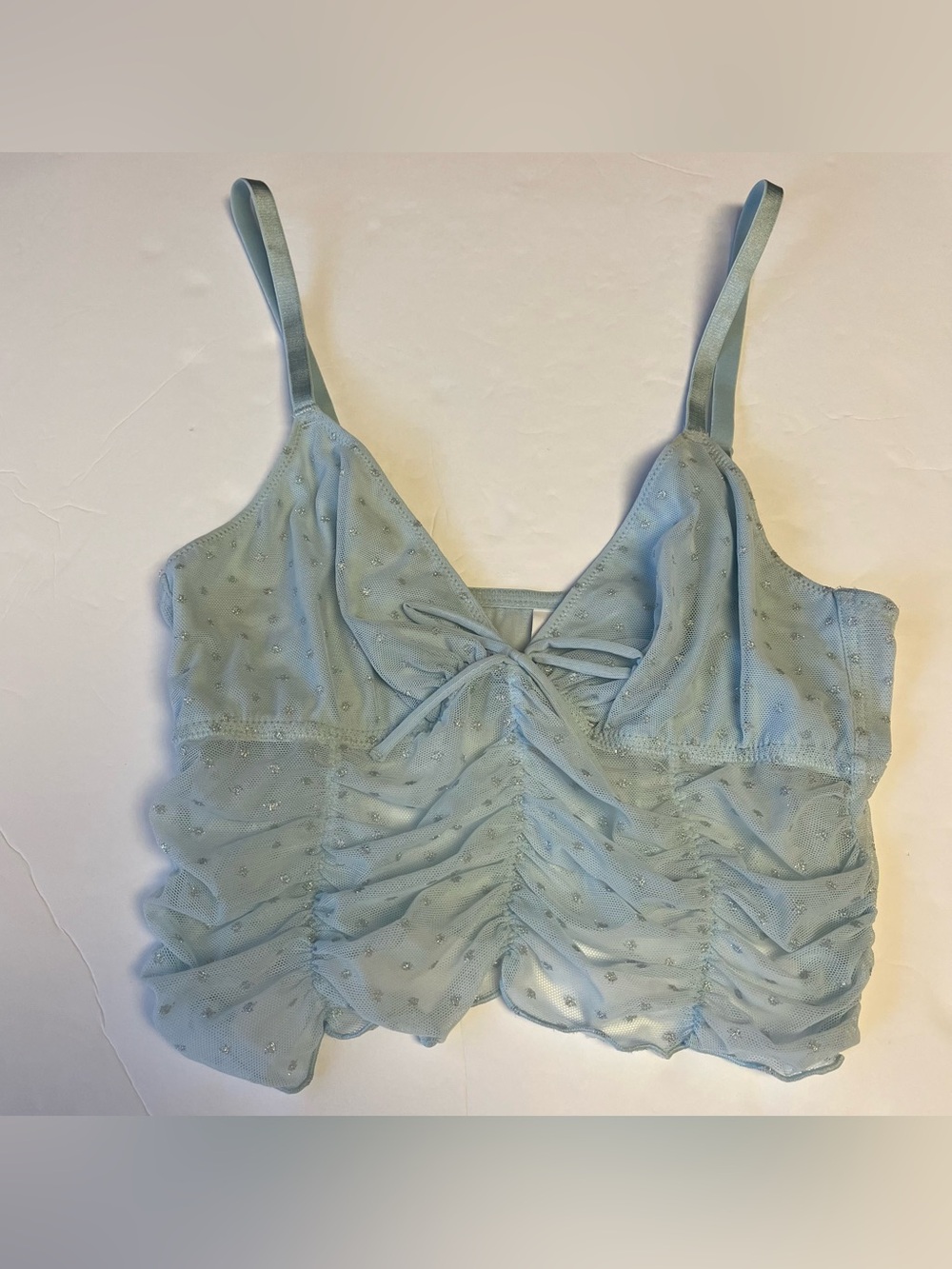 Womens Cami Crop Small Blue Boho Festival Fairy Mesh Adjustable Straps by Colsie